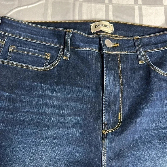 L AGENCE  jeans ,women high rise ,skinny ,cropped blue denim  jeans . - Picture 5 of 15
